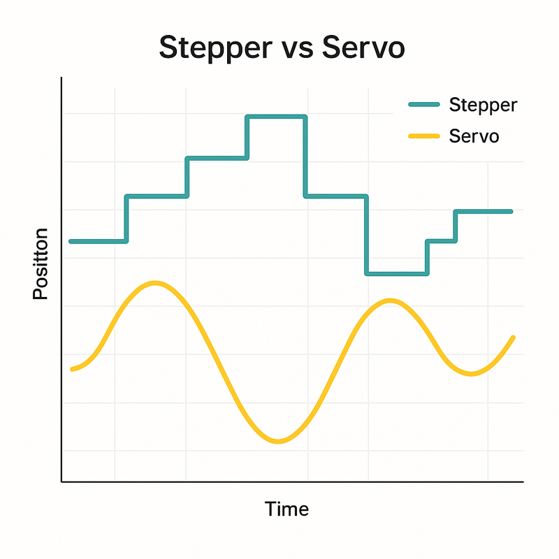 A comparison waveform chart of stepper vs servo