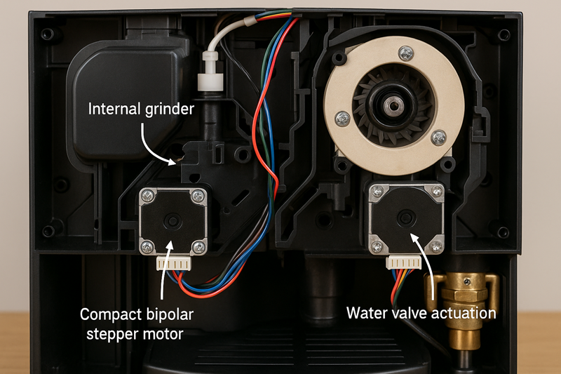 A digital photo of internal parts of a coffee machine