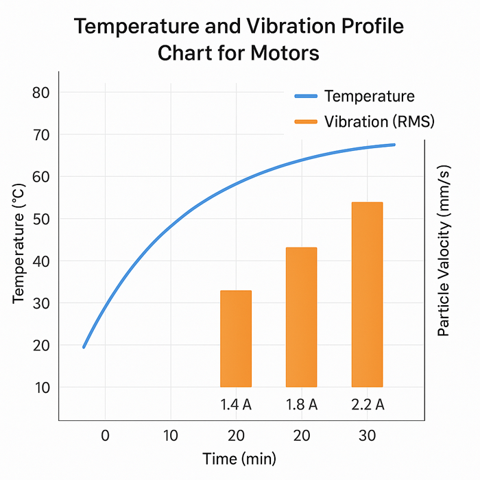 A temperature and vibration profile chart for motors