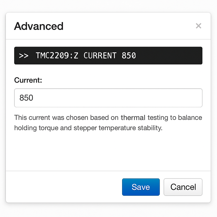 TMC2209 current configuration via terminal or firmware